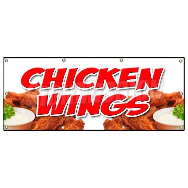 CHICKEN WINGSBANNER SIGN crispy spicy buffalo hot dipping sauce